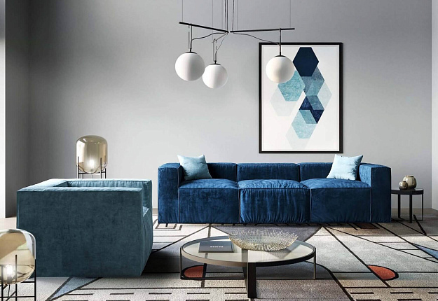 Комплект синих диванов Фри для гостиной